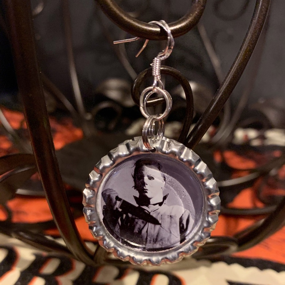 COPY - Halloween earrings - Michael Myers silver spooky earrings - horror lover